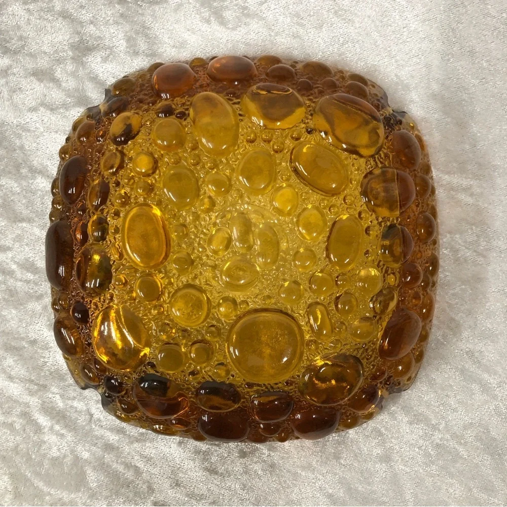 Vintage set of 2 Ashtrays bubble pebble art glass design